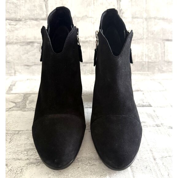 Rag & Bone Margot Black Suede Ankle Booties Heels Side Zip 3.5" Sz 41 (10.5) - Picture 4 of 10